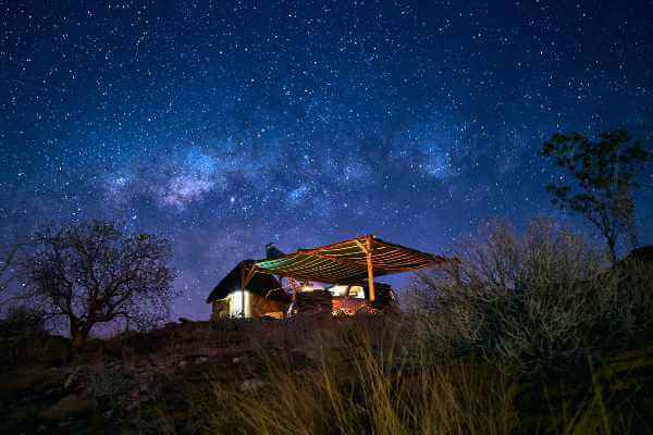 The Milky Way filled skies over Namib’s Valley of a Thousand Hills campsites.