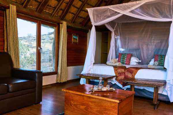 The interior of the bungalows has a comfortable, eco-friendly design.